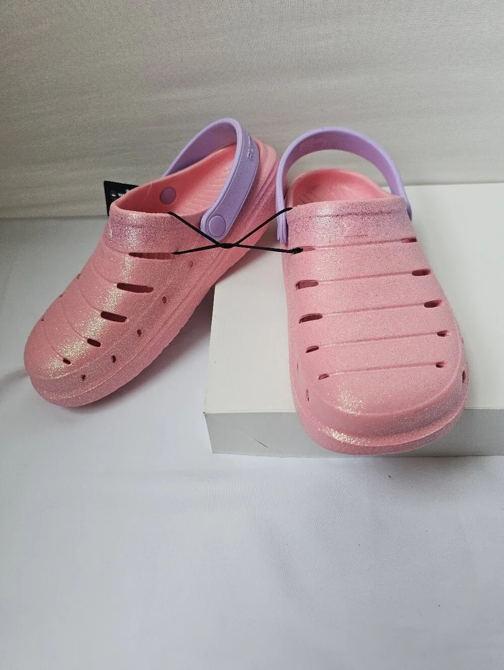 Rugged Shark Glitter Clogs - Big Girls Size 4 (NWT)